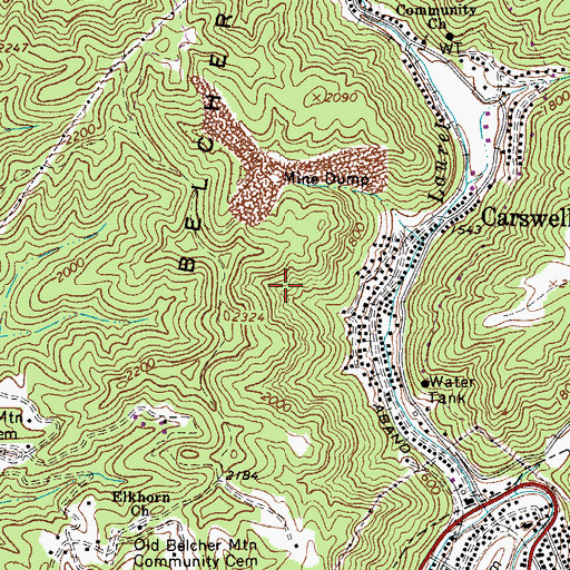 Topographic Map of Laurel Branch Dam, WV