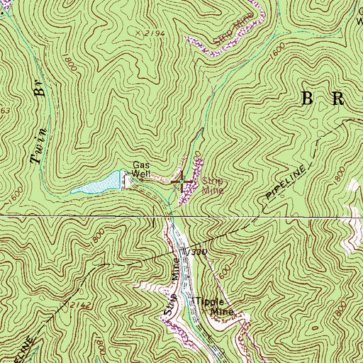 Topographic Map of Twin Branch Dam Number Two, WV