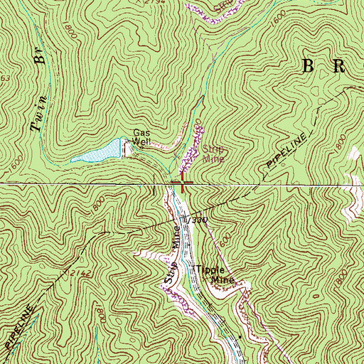 Topographic Map of Twin Branch Dam Number Three, WV