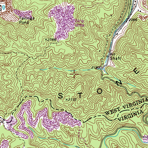 Topographic Map of Tug Fork Impoundment Dam, WV