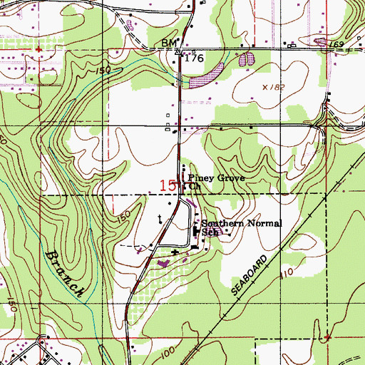 Topographic Map of Piney Grove Baptist Church, AL