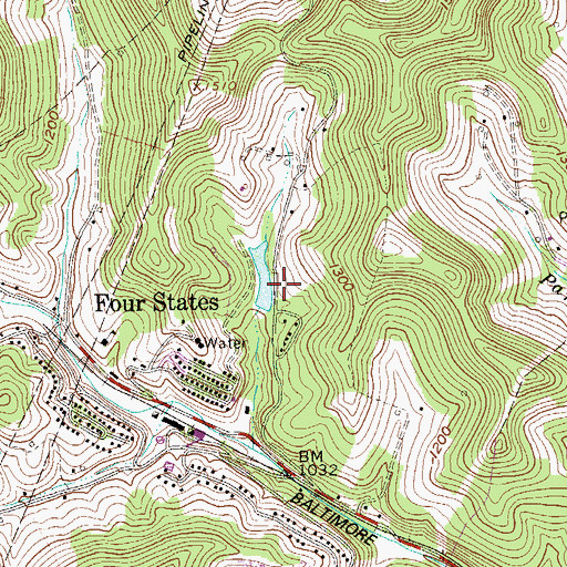 Topographic Map of Four States Water Supply Dam, WV