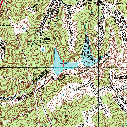 Topographic Map of Browns Run Impoundment, WV