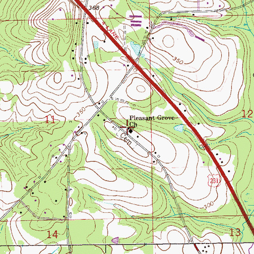 Topographic Map of Pleasant Grove Baptist Church, AL