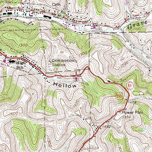 Topographic Map of Upper Grave Creek Structure Number Five Dam, WV