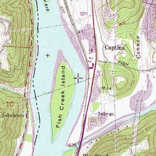 Topographic Map of Mitchell Plant Bottom Ash Pond Dam, WV