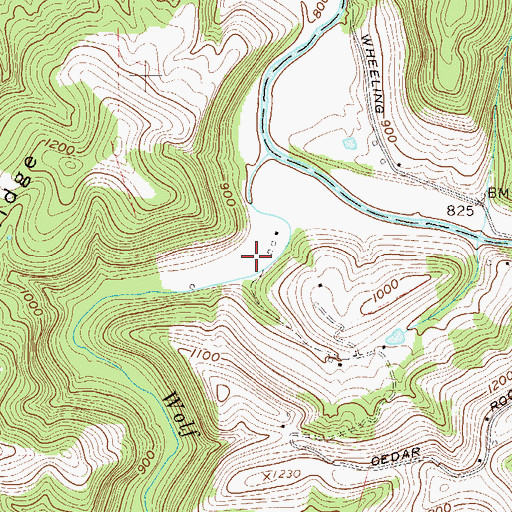 Topographic Map of Wheeling Creek Structure 25 Dam, WV