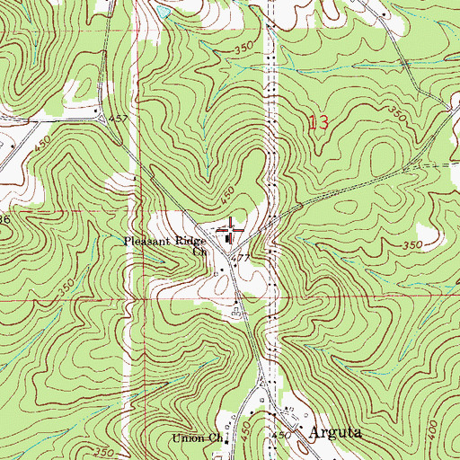 Topographic Map of Pleasant Ridge Baptist Church, AL