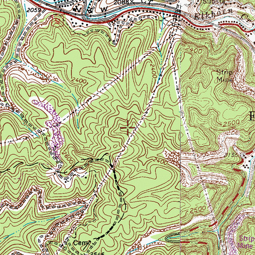 Topographic Map of Brush Creek Structure Number 12 Dam, WV