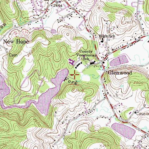 Topographic Map of Brush Creek Structure Number 14 Dam, WV
