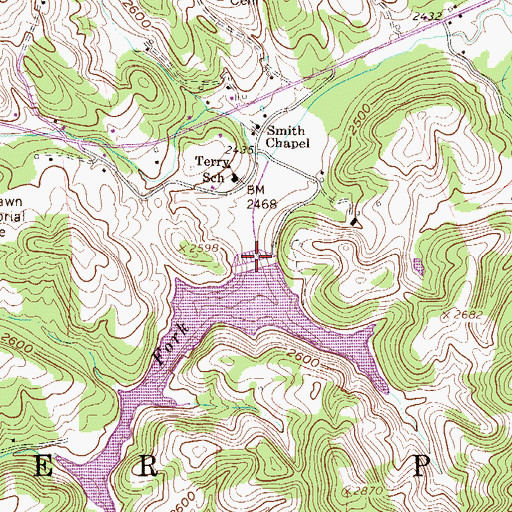 Topographic Map of Brush Creek Structure Number 15 Dam, WV