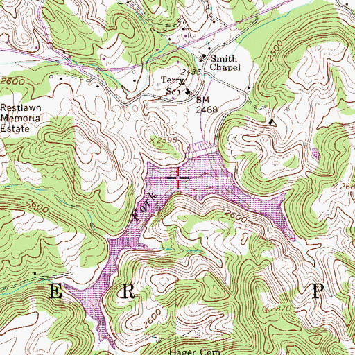 Topographic Map of Doctor Daniel Hale Lake, WV