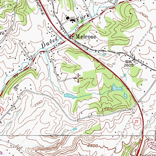 Topographic Map of Daves Fork-Christians Fork Structure Two Dam, WV