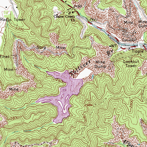 Topographic Map of Tolliver Branch Dam, WV