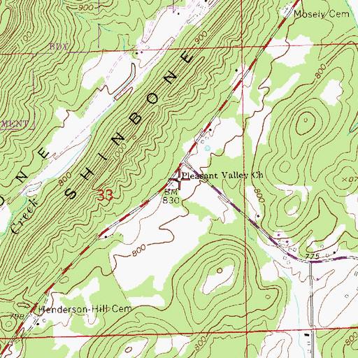 Topographic Map of Pleasant Valley Baptist Church, AL
