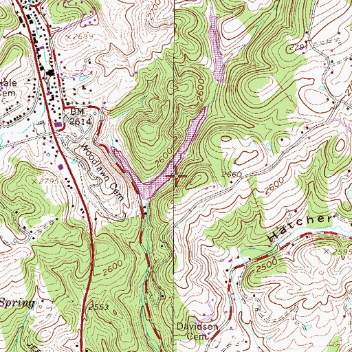 Topographic Map of Bluewell Water Supply Dam Number One, WV