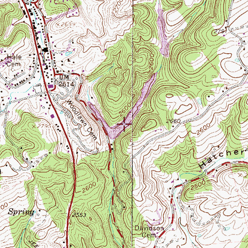 Topographic Map of Bluewell Dam Number One, WV