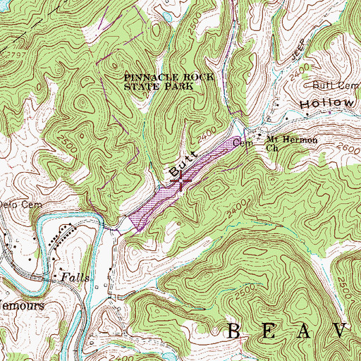 Topographic Map of Pinnacle Rock Lake Number One, WV