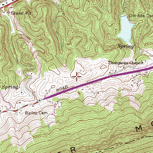 Topographic Map of Ada Lake, WV
