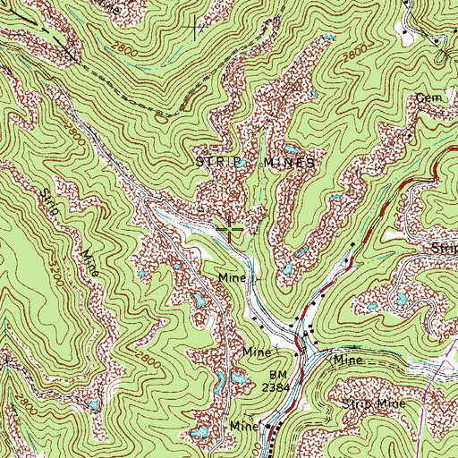 Topographic Map of East Fork of Crane Creek Dam, WV