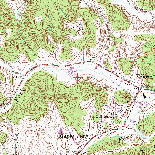 Topographic Map of Brush Creek Structure Number 19a Dam, WV