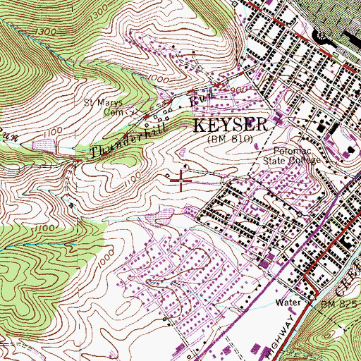 Topographic Map of New Creek Structure Number One Dam, WV