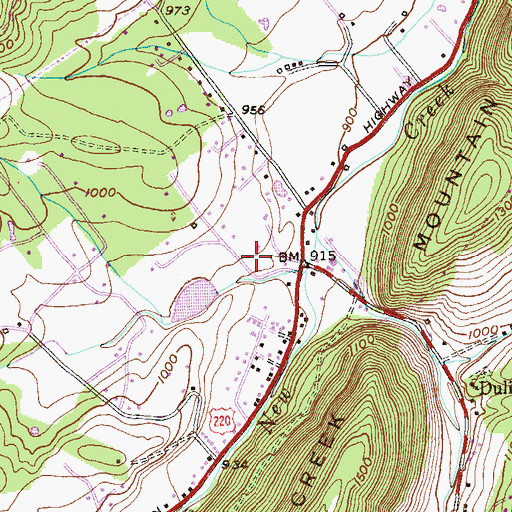Topographic Map of New Creek Structure Five Dam, WV