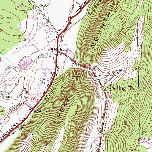 Topographic Map of New Creek Structure Nine Dam, WV