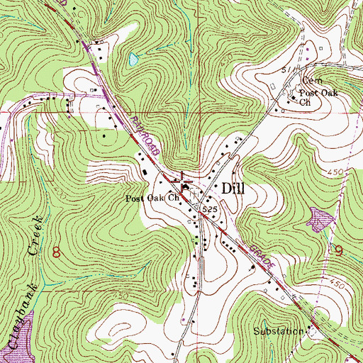 Topographic Map of Post Oak Baptist Church, AL