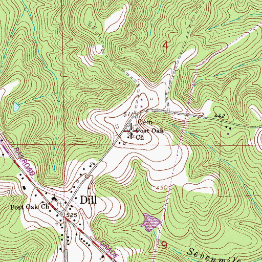 Topographic Map of Post Oak United Methodist Church, AL