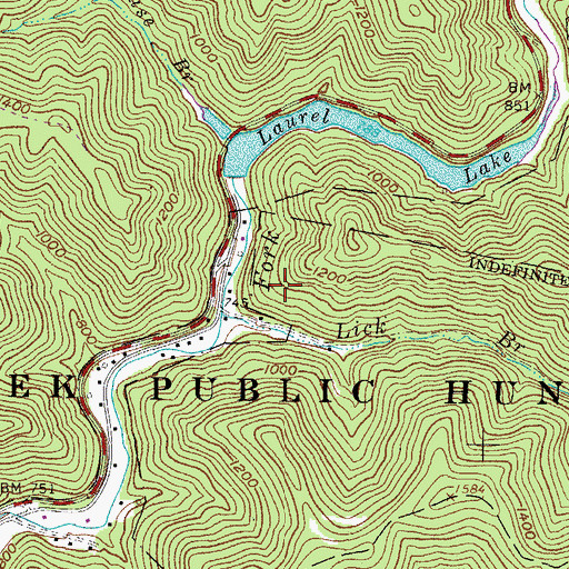 Topographic Map of Laurel Lake Dam, WV