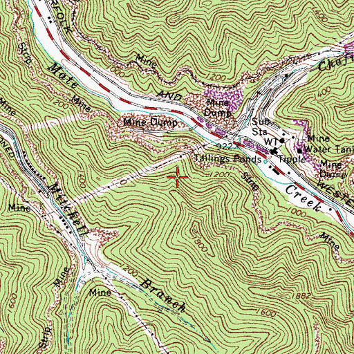 Topographic Map of Chafin Branch Dam, WV