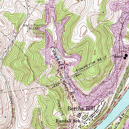 Topographic Map of Courtney Run Refuse Disposal Area Dam, WV