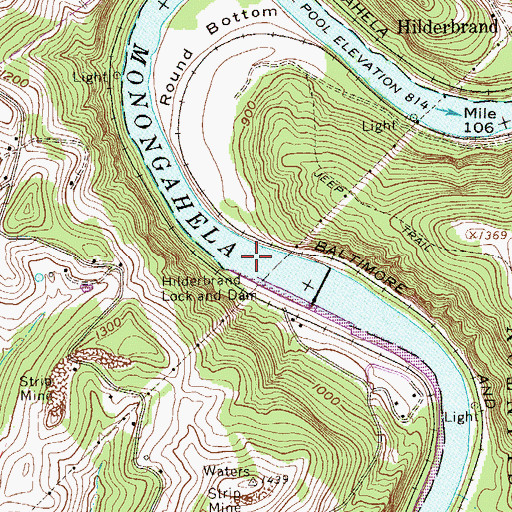 Topographic Map of Hildebrand Pool, WV