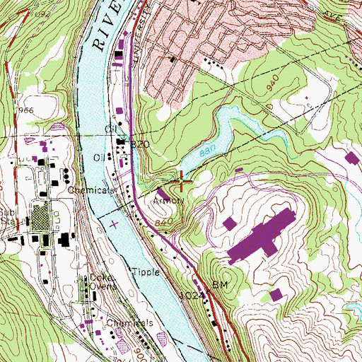 Topographic Map of Cobun Creek Dam, WV