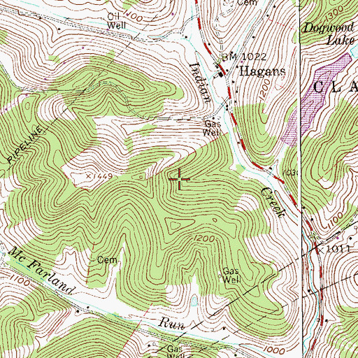 Topographic Map of Dogwood Lakes, WV