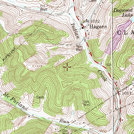 Topographic Map of Dogwood Lakes, WV