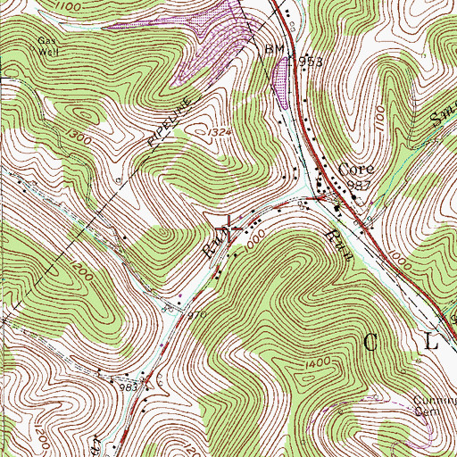 Topographic Map of Bailey A M D Treatment Facility Dam, WV