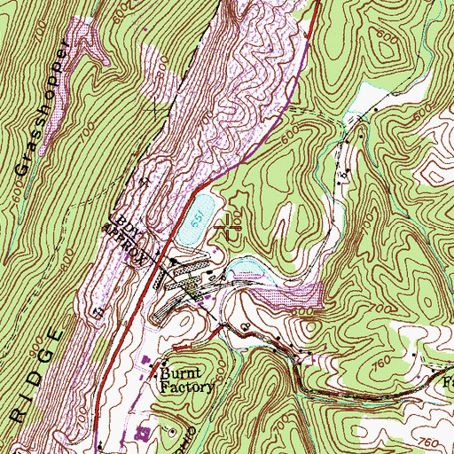 Topographic Map of Pennsylvania Glass Sand Dam B, WV