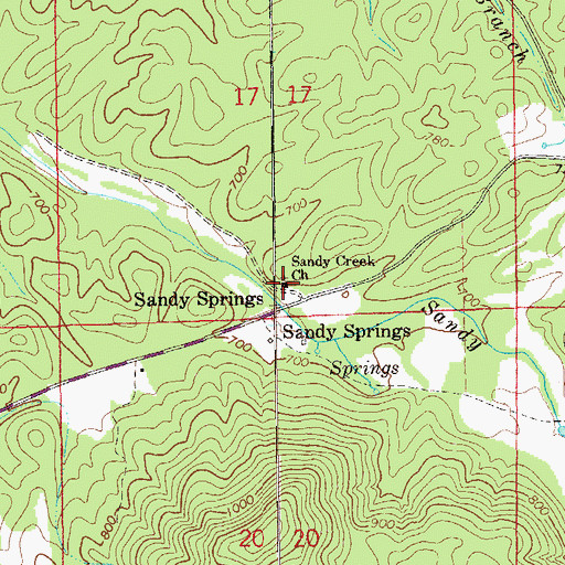 Topographic Map of Sandy Creek Baptist Church, AL