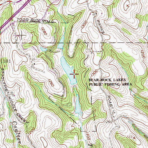 Topographic Map of Bear Rocks Public Fishing Lake Number Two Dam, WV
