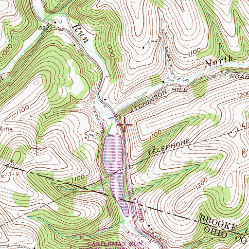 Topographic Map of Castlemans Run Lake Dam, WV
