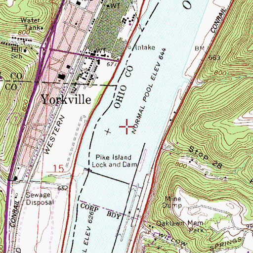 Topographic Map of Pike Island Pool, WV
