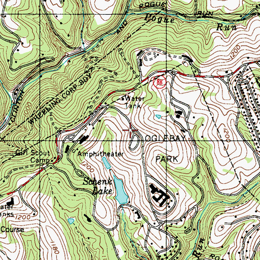 Topographic Map of Oglebay Park Lake Dam, WV