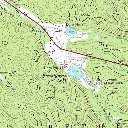 Topographic Map of South Fork Structure Number 13 Dam, WV
