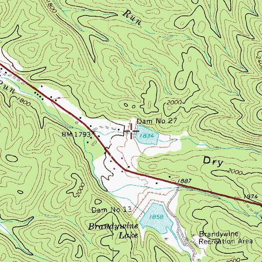 Topographic Map of South Fork Structure Number 27 Dam, WV