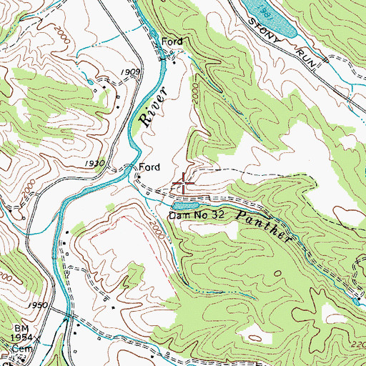 Topographic Map of South Fork Structure Number 32 Dam, WV