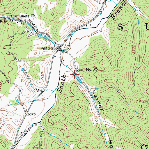 Topographic Map of South Fork Structure Number 35 Dam, WV