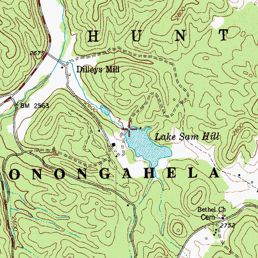 Topographic Map of Dillys Mill Boy Scout Camp Lake Dam, WV