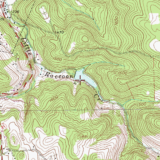 Topographic Map of B O Dam on Little Raccoon Creek, WV